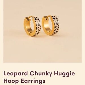 Gold Leopard Chunky Huggie Hoop Earrings from Oh Clem